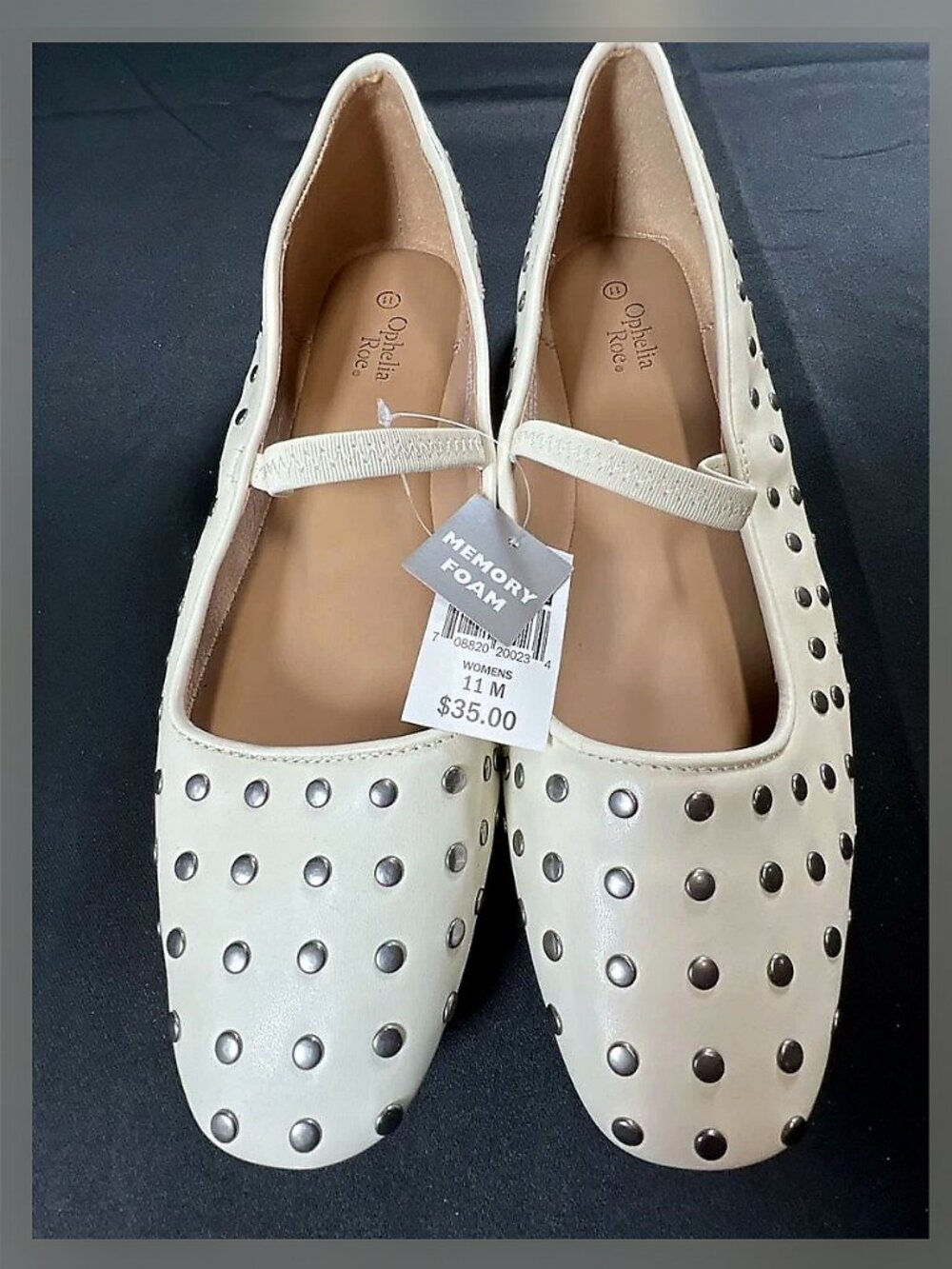 Cream Studded Mary Jane Flats Size 11 M